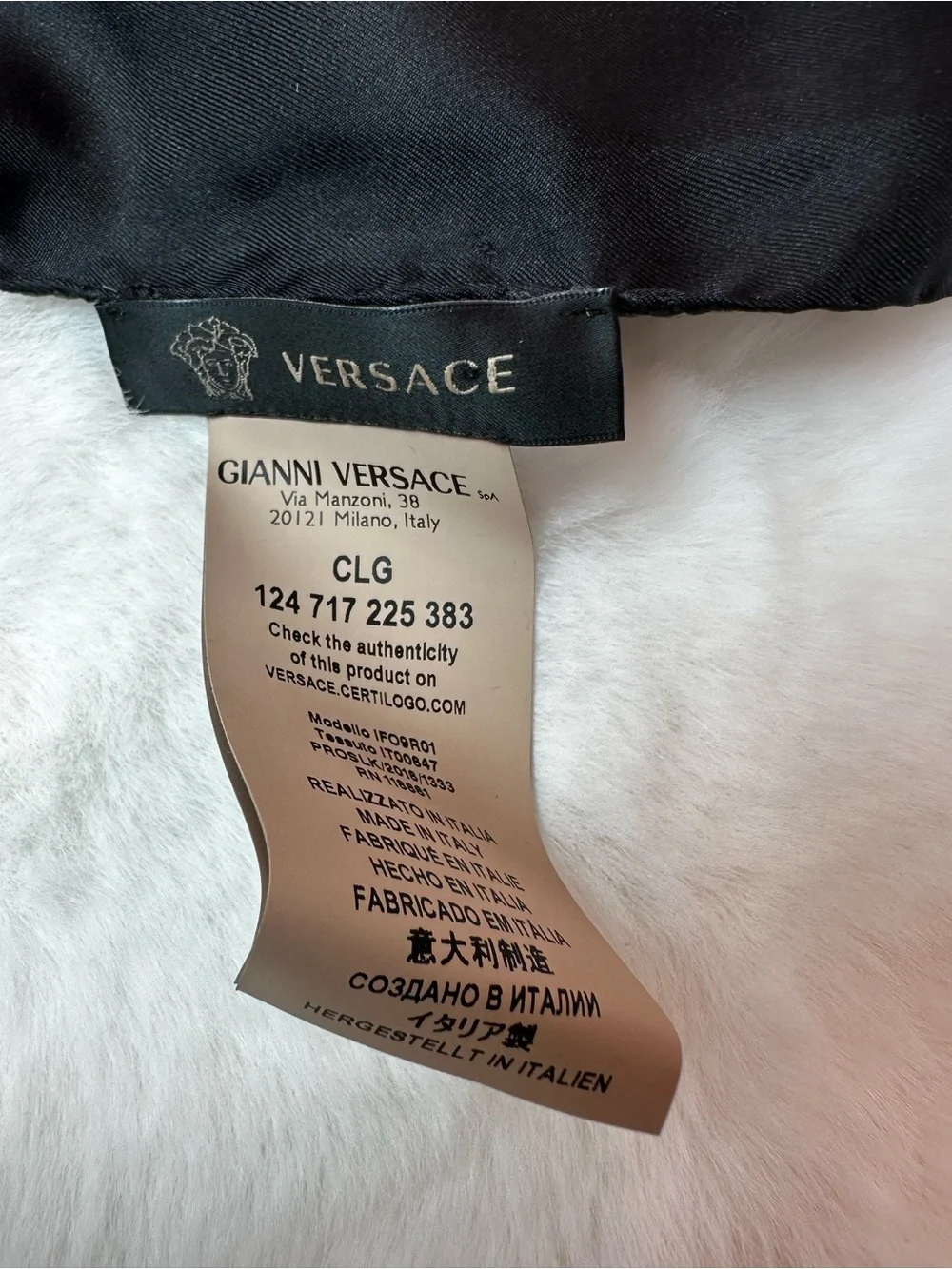 Versace Silk Medallion Scarf in Blue, Gold & Black